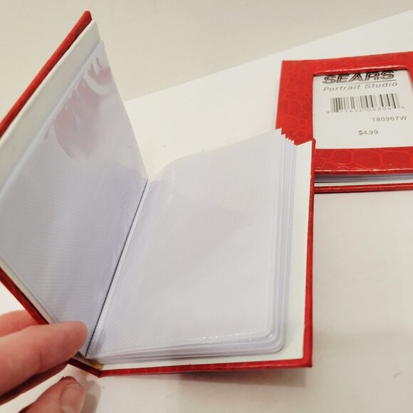 2 SEARS Portrait Studio Mini Red Animal Print Photo Album Picture Holders - Picture 3 of 4